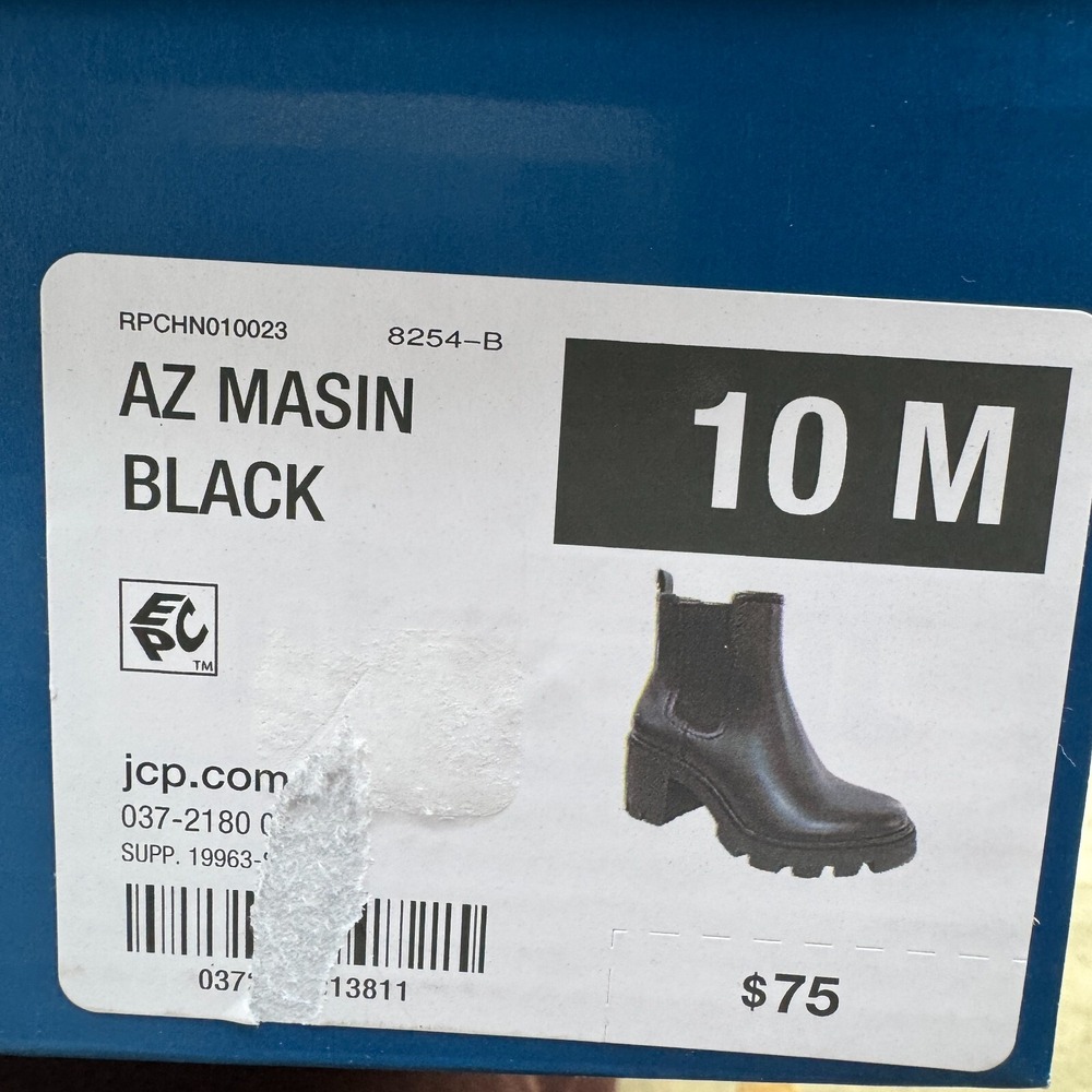 Arizona Jeans AZ‎ Masin Chelsea Boots Womens Size 10 Black Lug Sole Pull On NEW - Picture 9 of 9